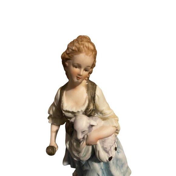 Ethan Allen Porcelain Figurine Set Shepherd & Shepherdess With Lambs Japan - Picture 8 of 12